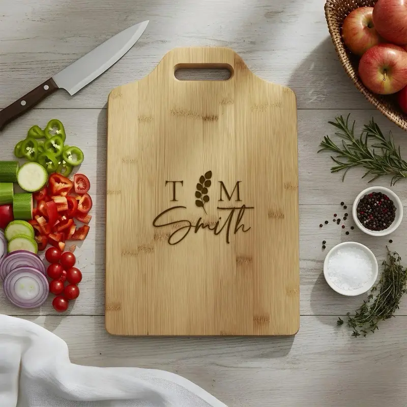 Custom Engraved Charcuterie Board – Personalized Names, Dates, or Verses – 12” Bamboo