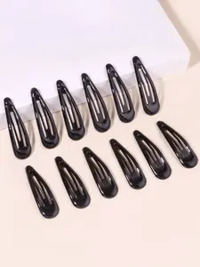 12pcs Women's Simple Style Plain Color Hair Clips, Minimalist Casual Trendy Hair Clips, Hair Accessories For Daily Decoration, Flat hair clips
