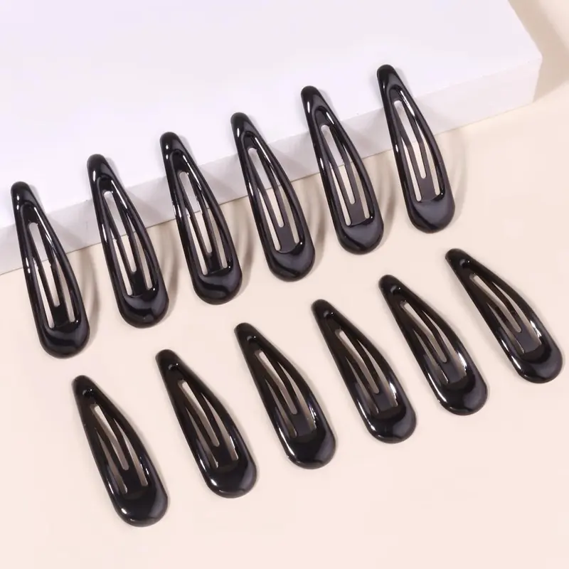 12pcs Women's Simple Style Plain Color Hair Clips, Minimalist Casual Trendy Hair Clips, Hair Accessories For Daily Decoration, Flat hair clips