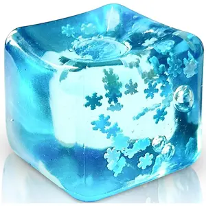 Stress Balls Ice Cube with Snowflakes Inside for Your Best Mellow and Chill, Snow Pieces Silent Nice Square Shape Anxiety Sensory Squishy Fidget Toy Slow Rise, Classroom Prizes, Calming Kids Adults