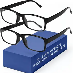 2-Pack of Reading Glasses - Blue-Light Filter, UV Protection - Readers with Rectangle Frames Stylish Design