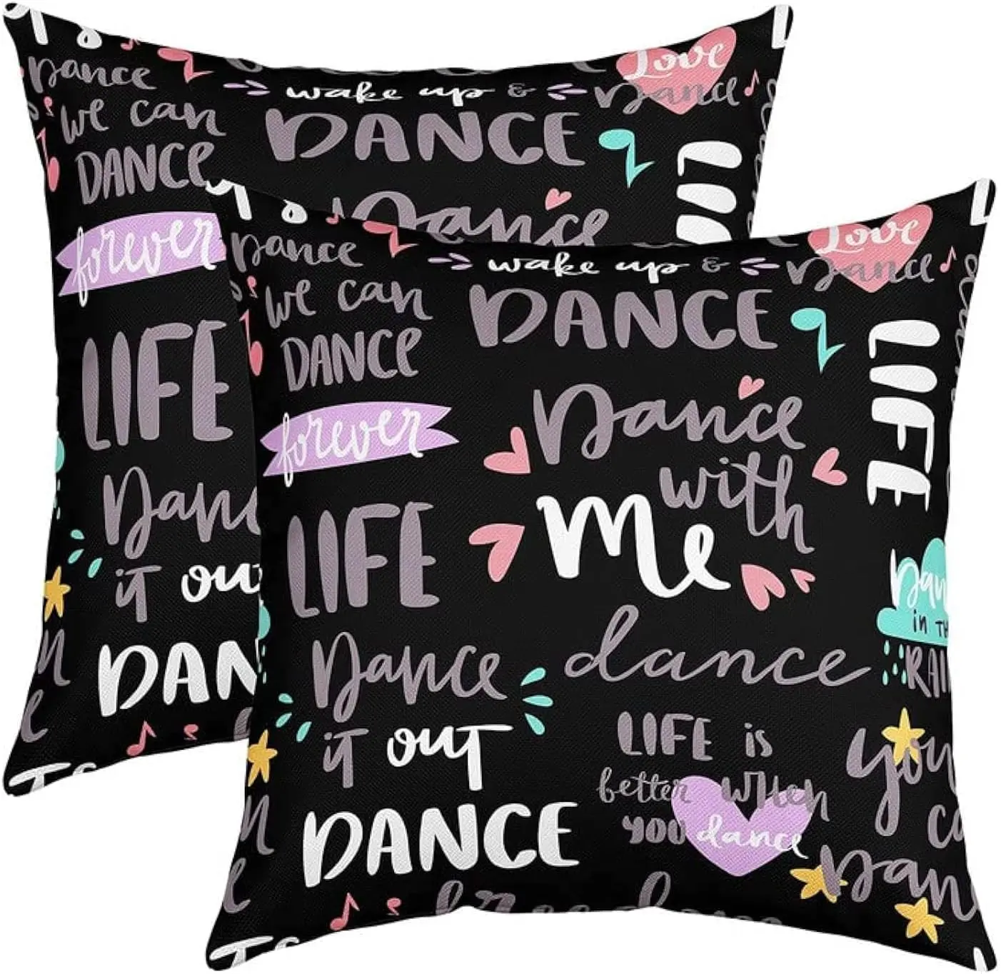 Feelyou Hippie Graffiti Custom Interchangeable Cushion Covers - Removable, Soft Polyester Double-Sided Multicolor Street Vibe Covers for Living Room, Bedroom, Custom Cushion Covers