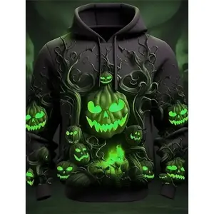 HoodiestyleHarajuku3DprintedHalloweenpumpkinprinthoodedsweatshirtmenandwomenfashioncasualshirthoodedsweatshirtAsianBall Womenswear Tops