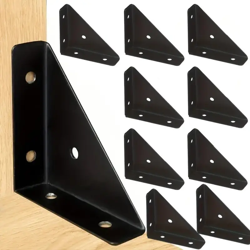 5pcs Heavy-Duty Iron L-Brackets - 90 Degree Angle Support, Thick Corner Braces - Screwless Design for Durable Furniture Reinforcement
