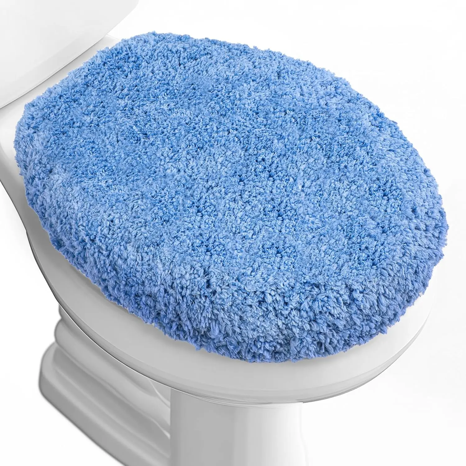 Luxury Soft Microfiber Toilet Lid Cover Machine Washable Solid Toilet Seat Cover 17.5" x 15" Adjustable Rubber Backing Fits  16-17.5" L x 14-16" W Round Oblong and Elongated Toilet Seat
