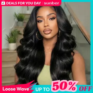 【Limited Stock】Sunber Affordable Body Wave 13x4 Lace Frontal Wigs Human Hair Pre Cut Pre Bleached Pre Plucked Lace Frontal Summer Wig With Drawstring  Fit All Head Sizes Beginner Frienly summerwins DealsForYouDays