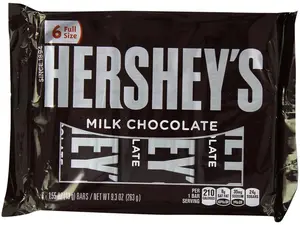 HERSHEY'S Milk Chocolate Candy, Individually Wrapped, 1.55 oz Bars (6 Count) Snack Bonbon Cocoa Vitamin