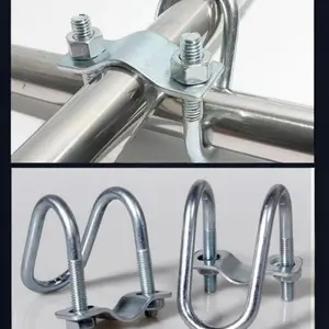 8pcs 32mm U-shaped pipe clamp bolts, sturdy and load-bearing, special fixing clips for sunshades, garage fences, farm supports, and circular pipe connections