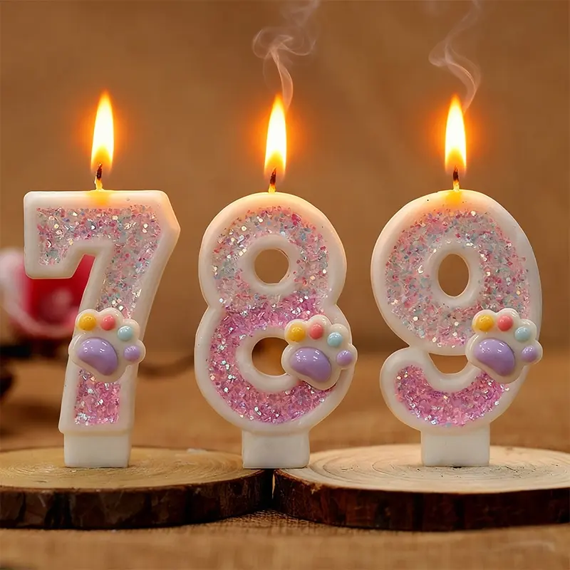 1pcs Birthday cake candles, cute little girl pink sparkling glitter number candles for birthday cakes with festive decorations, Cake Decorating Supplies, Valentine's Day, adult parties, anniversaries, graduation celebrations