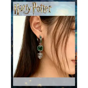 2 Pairs Slytherin Earrings, Four House College Jewelry Accessories, Perfect Gift for Friends, Party Decor, Home Decoration, Valentine's Day