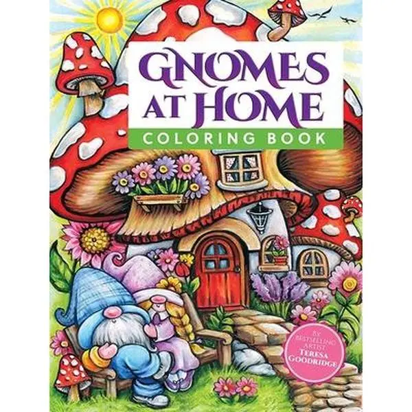 Gnomes at Home English Coloring Book - Teresa Goodridge, Trade Paperback, Illustrations, 10.5" h x 8" l x 0.6" w, Ideal Gift for Gnome Lovers, Whimsical Magical Flair