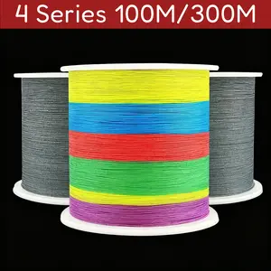 4-Strand Woven PE Braided Line, 100M/300M Heavy Duty Main Line for Freshwater Saltwater & Big Game Fishing