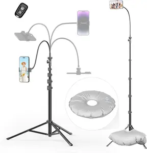 Phone Tripod, 80" Tall Tripod for iPhone with Water Weight Bag, Gooseneck, and Remote - Accessories, Smartphone