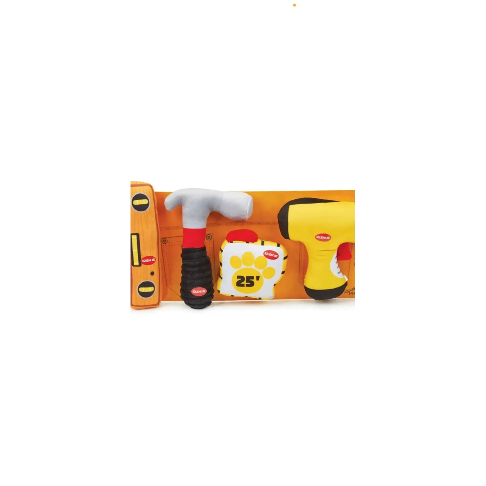 Zanies Fetch & Fix Tool Toys 4Pc - Polyester Dog Toys with Hammer Measuring Tape Drill and Level for Healthy Play and Exercise