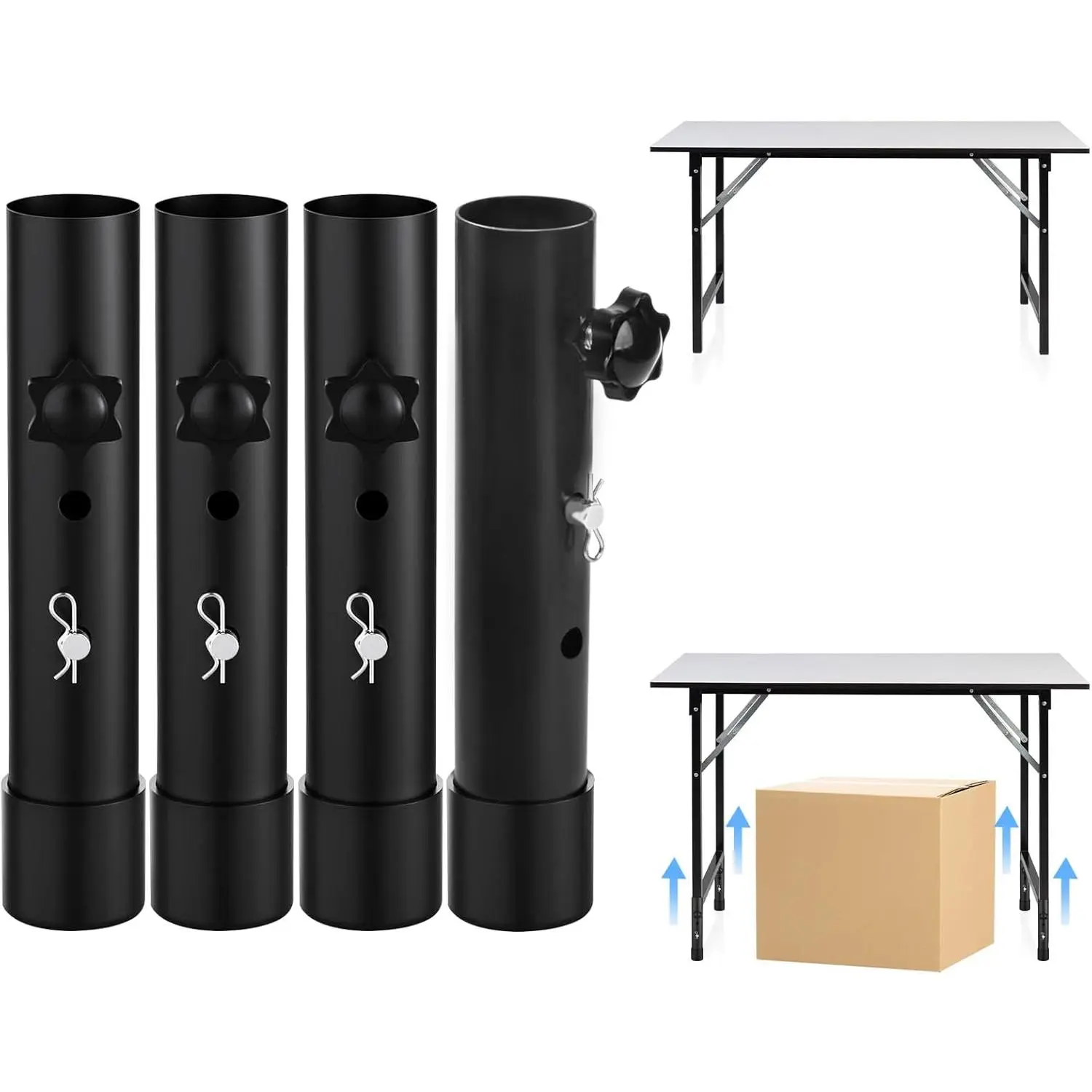 4 count Table  Extenders for Folding Tables,Folding Table  for Straight and Curved LegsAdjustable Height Increasing Table LegsIron Pipe Table (7.8 in)