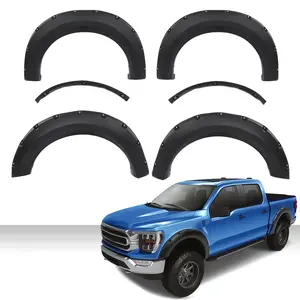 Pocket Rivet Style Wheel Fender Flares Protectors Fit For Ford F150 F-150 Pickup 2009-2014 Premium Heavy Duty Off-Road Textured Black Mud Flap Splash Guard Exterior Accessories 4PCS Set
