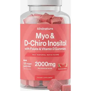 kindnature Myo-Inositol & D-Chiro Inositol Gummies for Women – 2000mg + 50mg, Ideal 40:1 Ratio – with Vitamin D & Folate – Hormone Balance & Fertility Support – Vegan, Watermelon Flavor (120 Gummies)