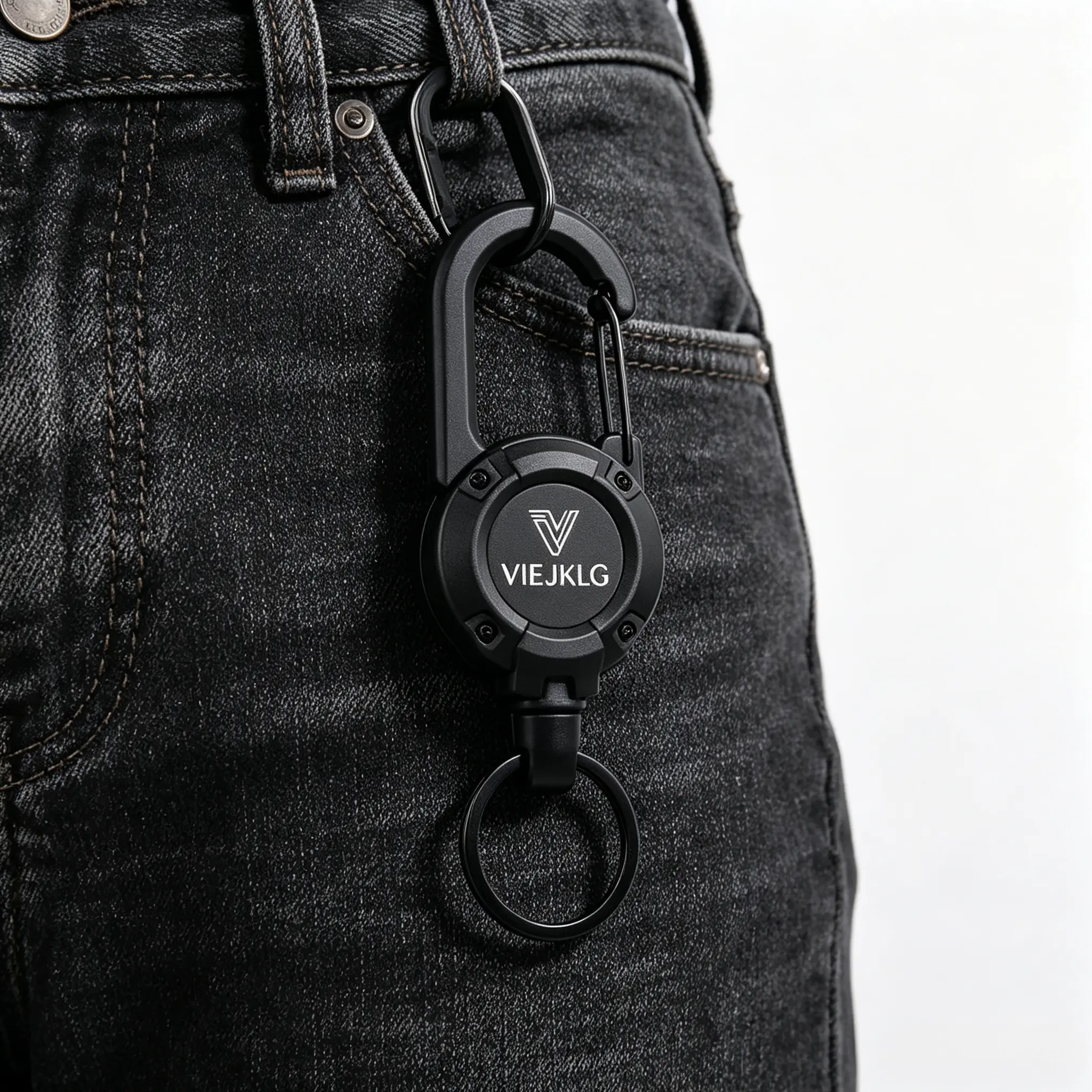 Outdoor Sports Tool Clip, 3-in-1 Retractable Lanyard with Heavy Duty Steel Wire Ring Key Storage Accessory