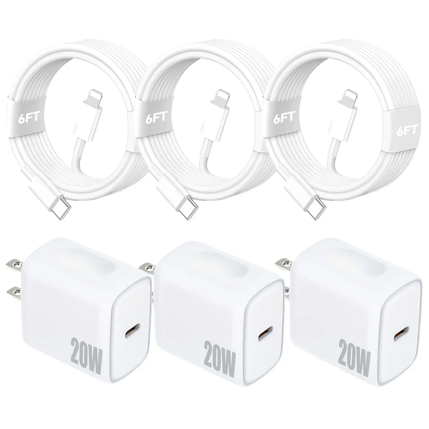 For iPhone 14 Charger, 20W Fast-charging USB-C Wall Adapter with 6Ft USB-C Data Cable for iPhone 14/13/12/11/XR/XS/SE/iPad And More