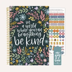 Bloom 2026 Soft Cover Planner 5.5" x 8.25" Be Kind Design with Habit Tracking & Life Coaching Pages for Year-Round Planning