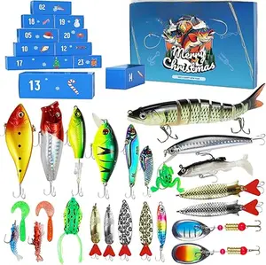 Fishing Lure Advent Calendar 2025 with 24 Individually Wrapped Baits Christmas Countdown Gift for Men Dad Teen Anglers Fun Engaging Holiday Season Present