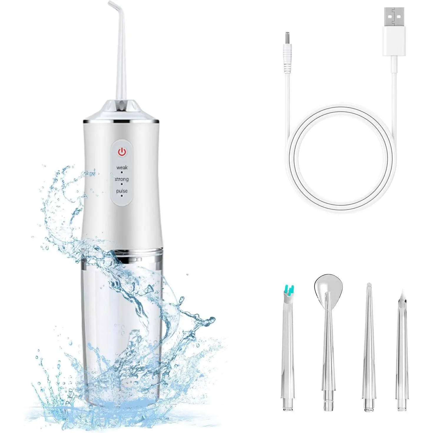 Electric Water Flosser Cordless for Teeth 3 Modes 4 Jet Tips Cleaning and Flossing Water Dental Portable Floss Irrigator Oral Water Flossed Rechargeable Tonsil Stone Travel Adults Birthday Gift