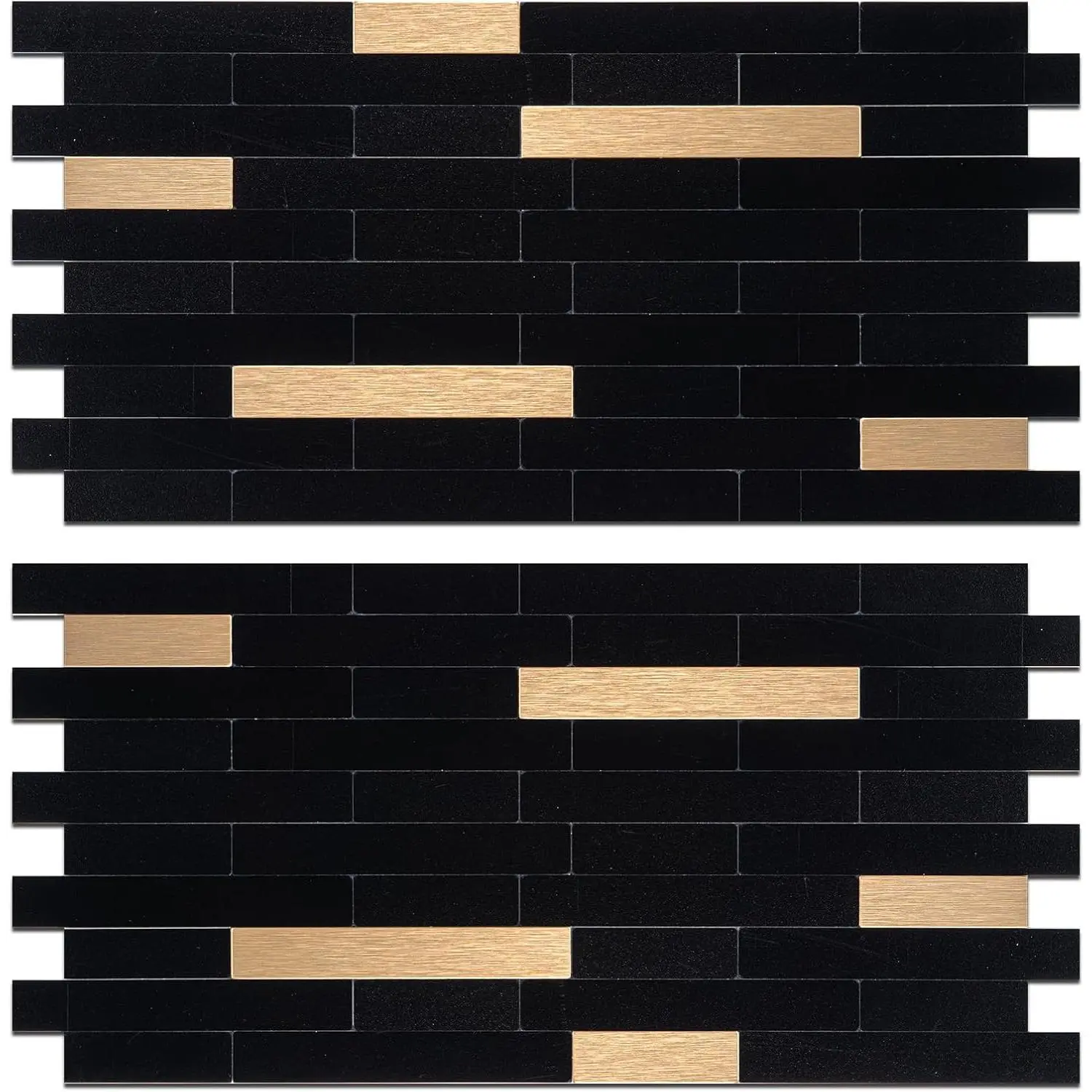 2 Sheets Peel and Stick Tile Backsplash, Black with Metal  Look Stick on Tile Upgrade Your Kitchen Backsplash, RV, Fireplace
