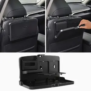 Car Seat Back Storage Rack, Car Interior Accessory, Car Backseat Organizer with Foldable Tray, Dual Cup Holders, Phone Slot, Durable PP Material, Large Capacity, Easy Installation
