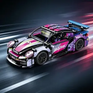 Limited Edition 1:14 RC 911 Supercar Block Kit - 1000+ PieceBuild, Dual Motors with LED Light Effects, 2.4GHz RemoteControl + Acrylic Display Case - 911-Inspired Design, PerfectGift for Kids & Collectors Holiday Gift