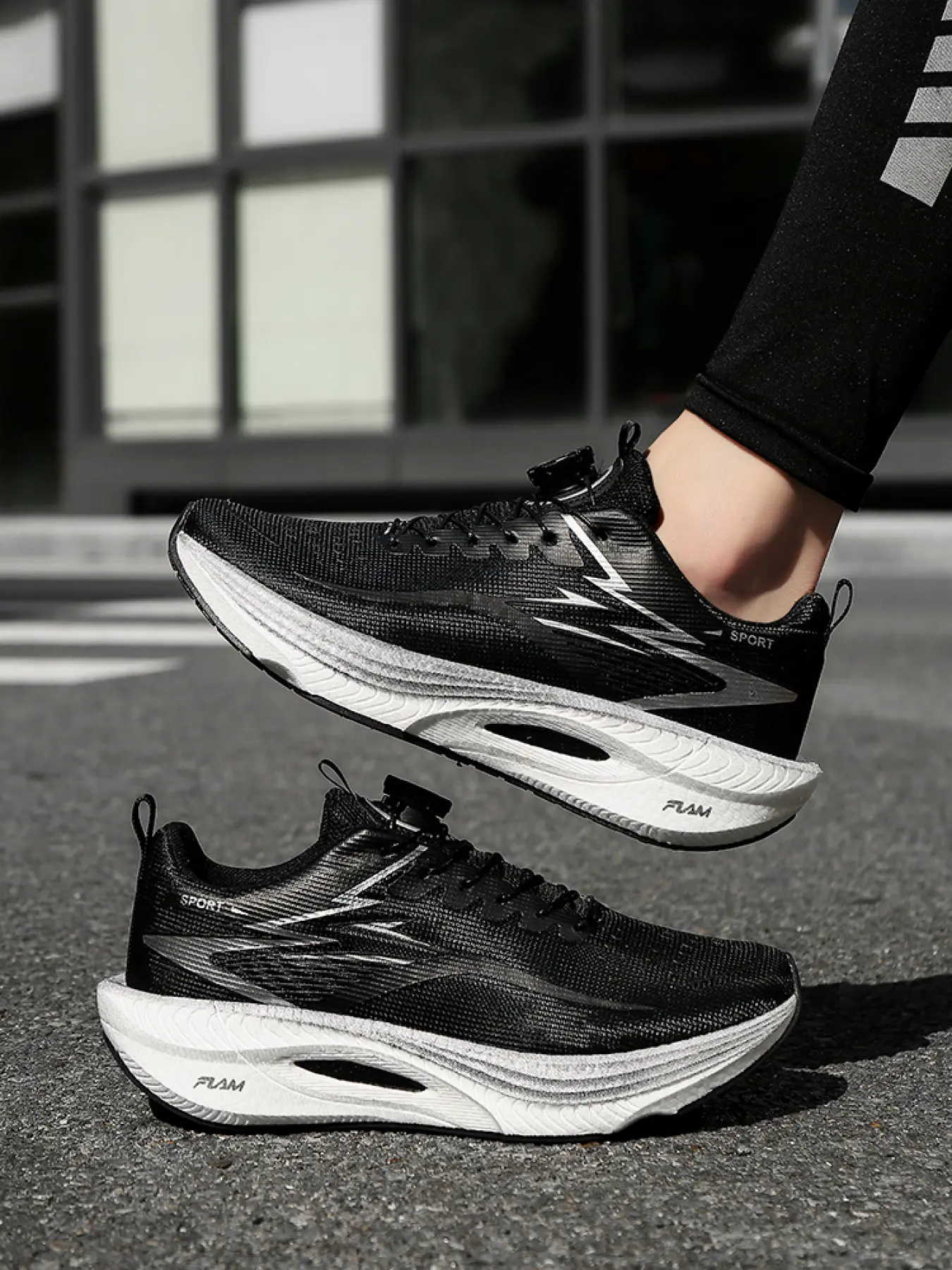 Fashion Black Silver Rotary Running Shoes | Heat Dissipation Mesh | Solid Torsion Resistant Base | Adjustable Fit For Commute & Endurance Training | Running Trainers