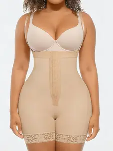1 Count Women's Full Body Shapewear, Fajas, Butt Lifting And Tummy Control Shapewear Bodysuit, Adjustable Shoulder Straps And Lace Trim Hem Jumpsuit, Open Crotch Design Shapewear, Colombian Shapewear, Suitable For Sports, Yoga, Elegance, Underwear