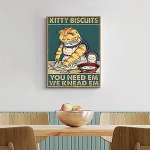 Cartoon Retro Cat Pattern Unframed Poster, 1 Count Multipurpose Vintage Poster, Removable Hanging Decor For Home Living Room Bedroom, Cartoon Poster Without Frame Photo Decorative