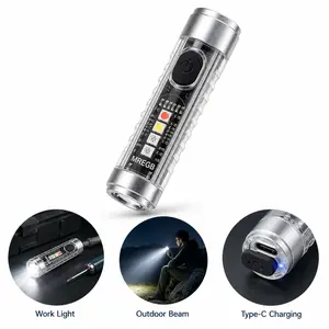 MREGB Rechargeable Keychain Flashlight Magnetic EDC Mini Pocket Light High Lumen Torch with Sidelight RGB UV Light Long Runtime IPX4 Waterproof Lightweight Portable Small Flashlights for Outdoor Camping Emergency Daily Use Backpacking summervibes☀️