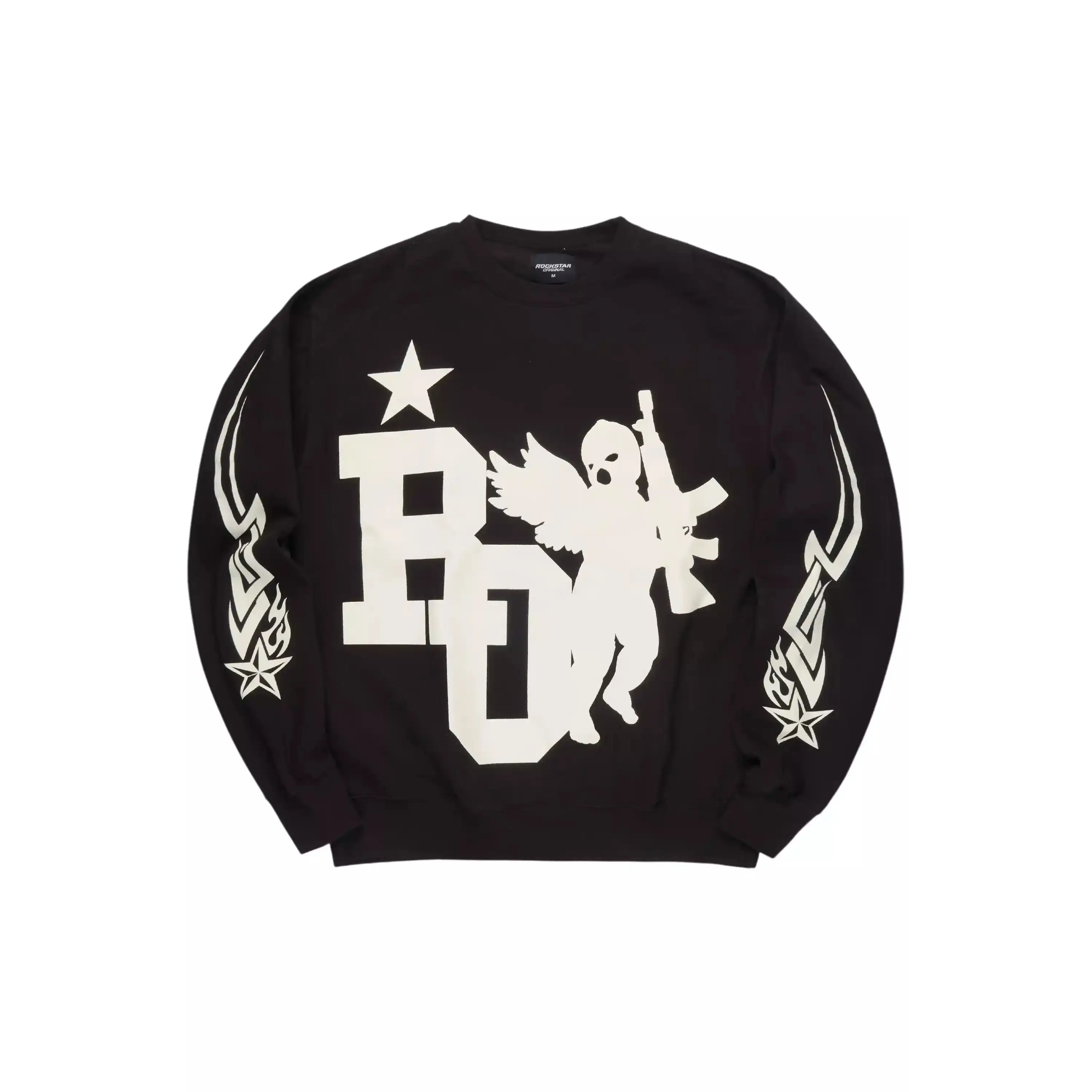 Danehsa Black Graphic Crewneck Sweatshirt Danehsa Black Graphic Crewneck Sweatshirt