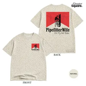 Cheetah Print Pipefitter Wife Print Tee Shirt 2-Sided, Lineman Gift and Apparel 2-Sided