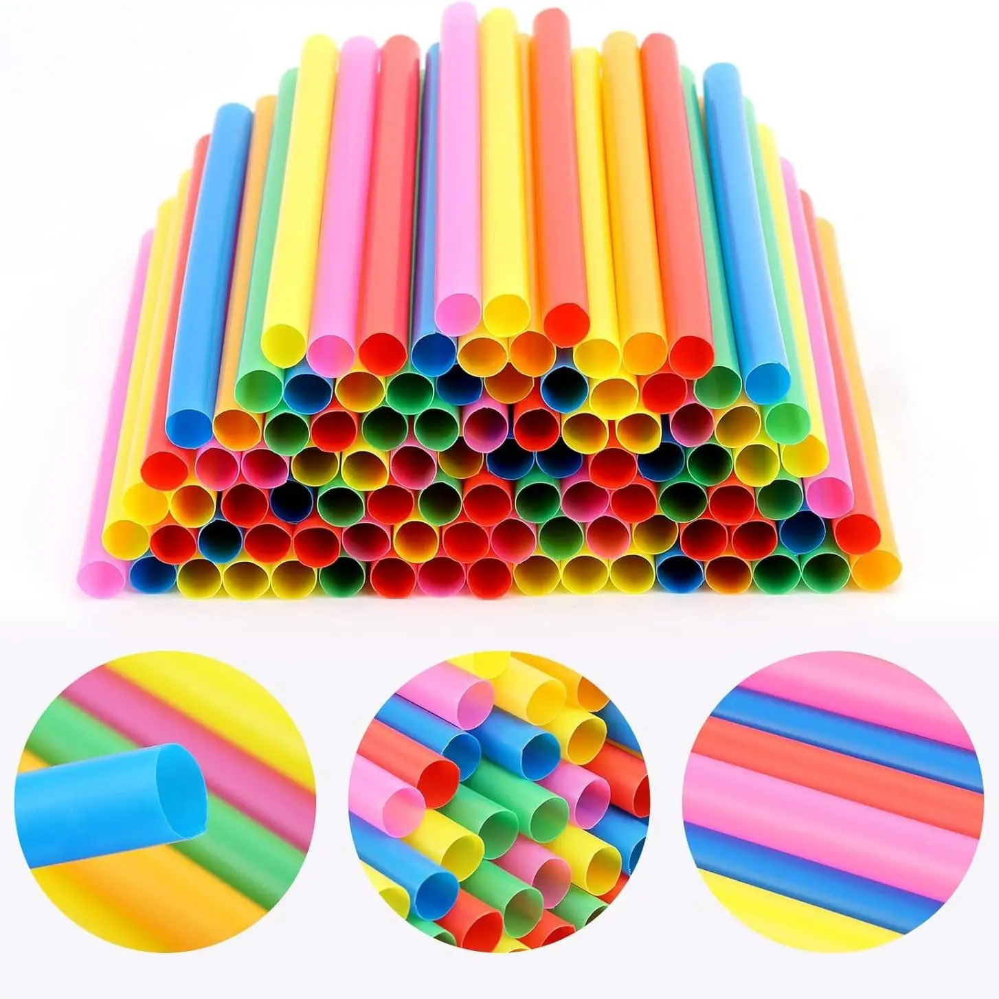 100 Pieces 26 Cm Multicolor Plastic Cocktail Straws, Disposable Colorful Straight Beverage Drinking Straws, Long Party Stirring Straws Stick Utensils, Drink Accessories