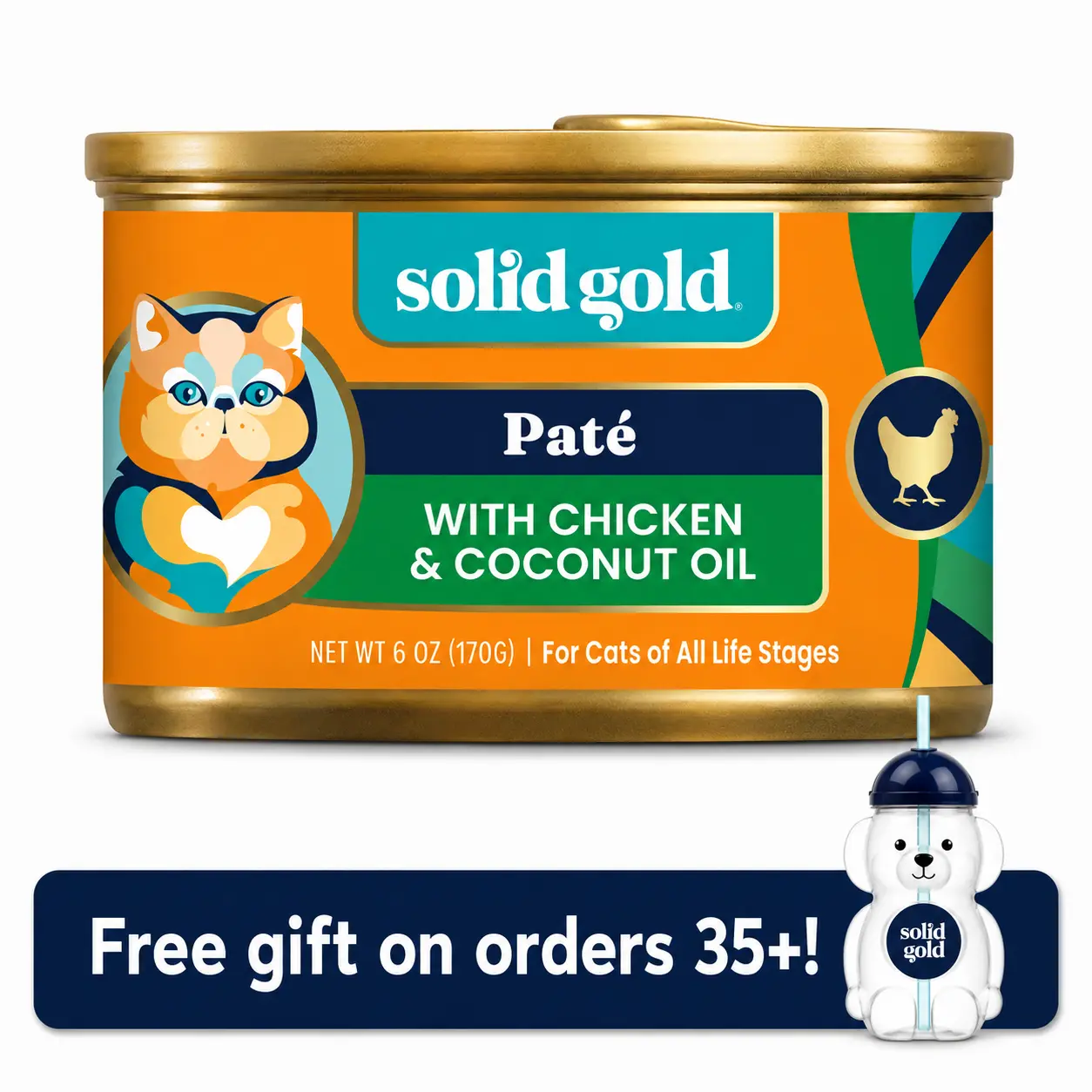 Solid Gold Tropical Blendz™ Chicken Wet Food for Cats - Grain-Free Pate with Chicken & Coconut Oil, Pumpkin, Carrots, Spinach, Taurine, Vitamins, Minerals