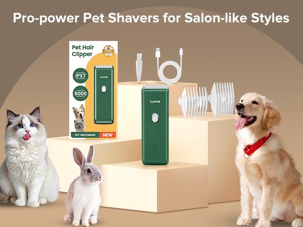 Pet Clippers for Dog Hair Grooming Low Noise, Rechargeable Cordless Cat Shaver with Ceramic Blade,Portable Pet Hair Trimmer for Matted & Long Hair