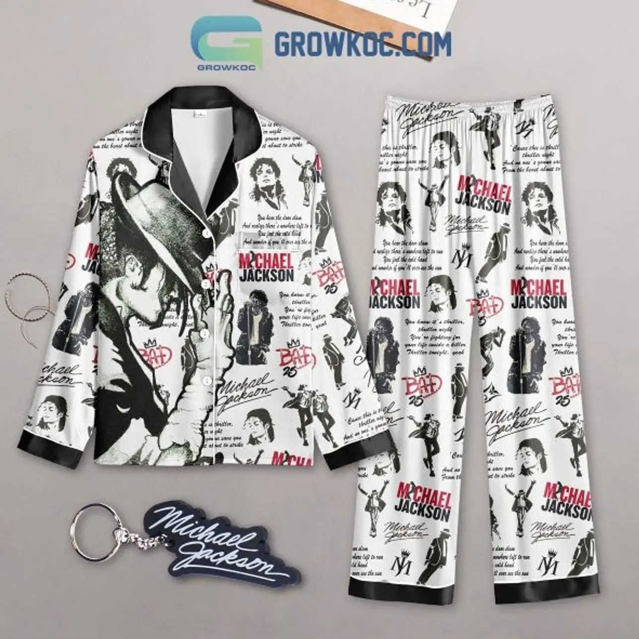 Michael Jackson Black And White Polyester Pajamas Set