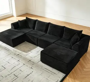Modular Sectional Couch for Living Room - No-Assembly Deep-Seat Compression Sofa with High-Density Memory Foam, Boneless Upholstered Design