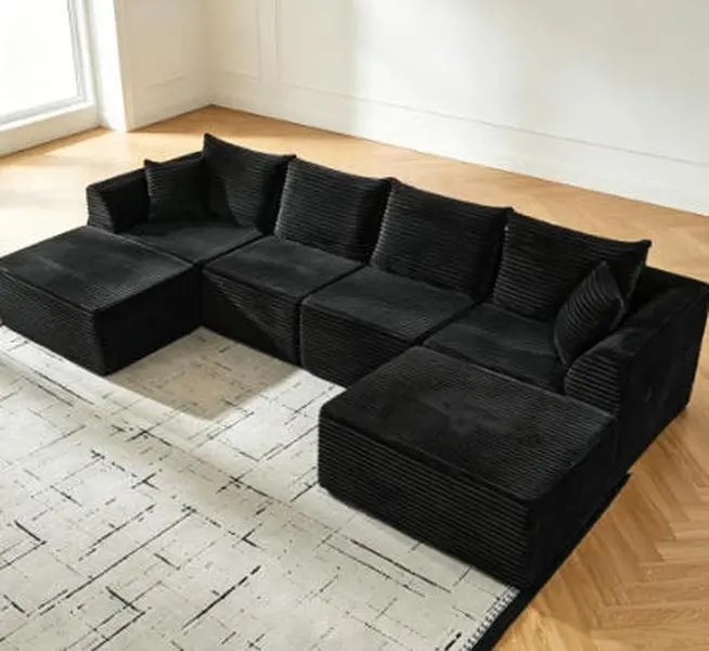 Modular Sectional Couch for Living Room - No-Assembly Deep-Seat Compression Sofa with High-Density Memory Foam, Boneless Upholstered Design