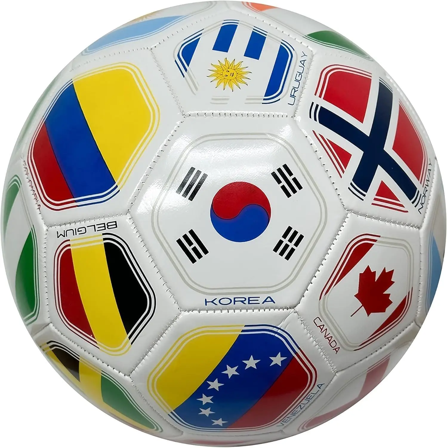 2026 World Flag Ball Country World Flag Training Outdoor Soccer Ball – Size 5 – (A Grade) - White