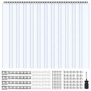 Clear PVC Strip Curtain, 84 In Height x 72 In Width x 0.08 In Thickness, 12 PCS Walk In Freezer Cooler Curtain Strips, Smooth Waterproof Plastic Door Strips For Warehouse, Freezer, Garage Doors