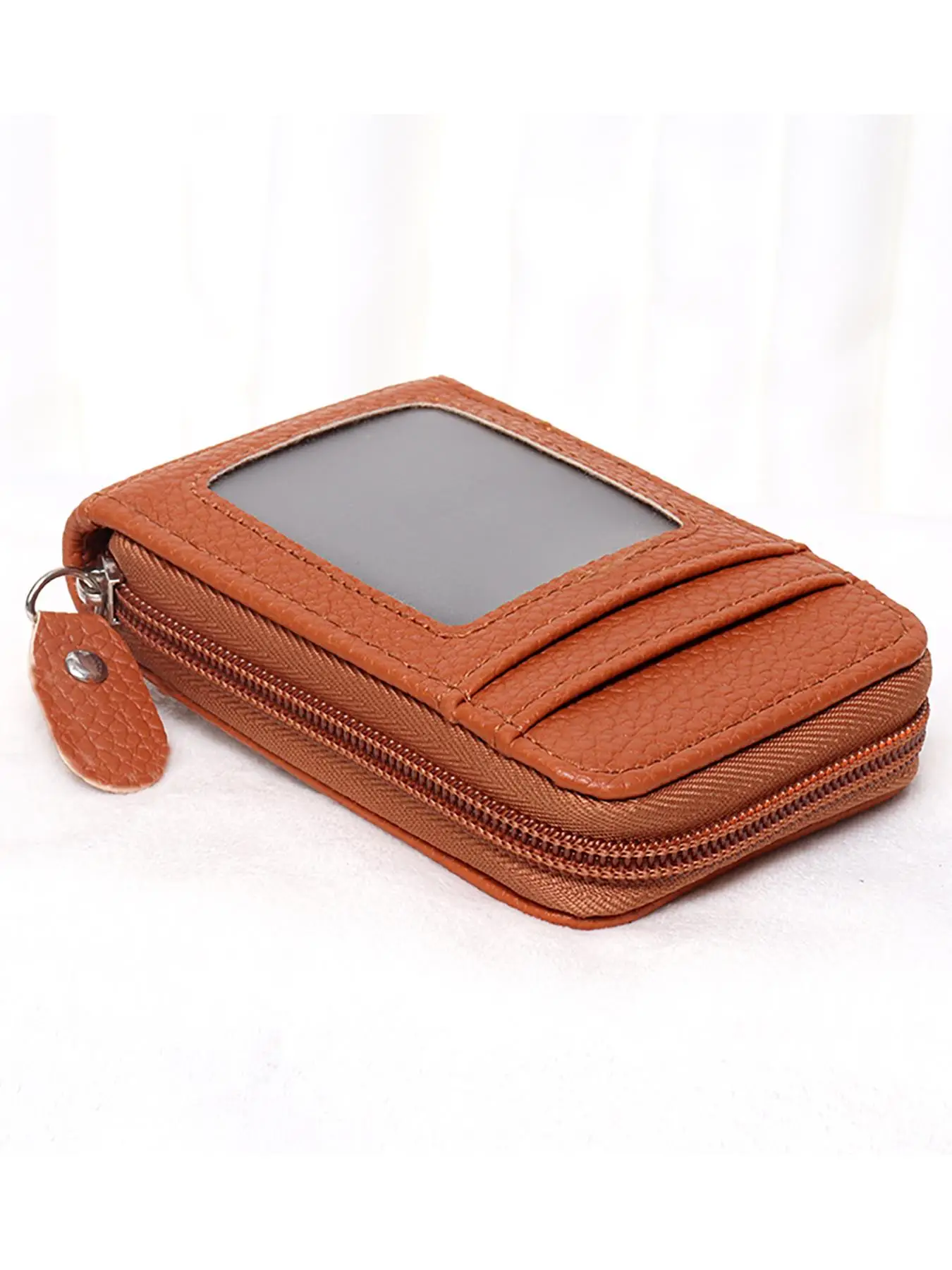 Mens Summer Casual Plain Lychee Pattern Card Holder Multi Card Slot Large Capacity Card Holder Portable Anti Theft Card Holder for Daily Used Val