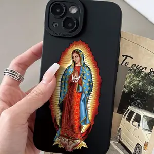 Guadalupe Pattern Phone Case, TPU Anti-drop Cellphone Protective Case, Total Protective Shockproof Mobile Phone Cover for iPhone 11 12 13 14 15 16 Pro Max