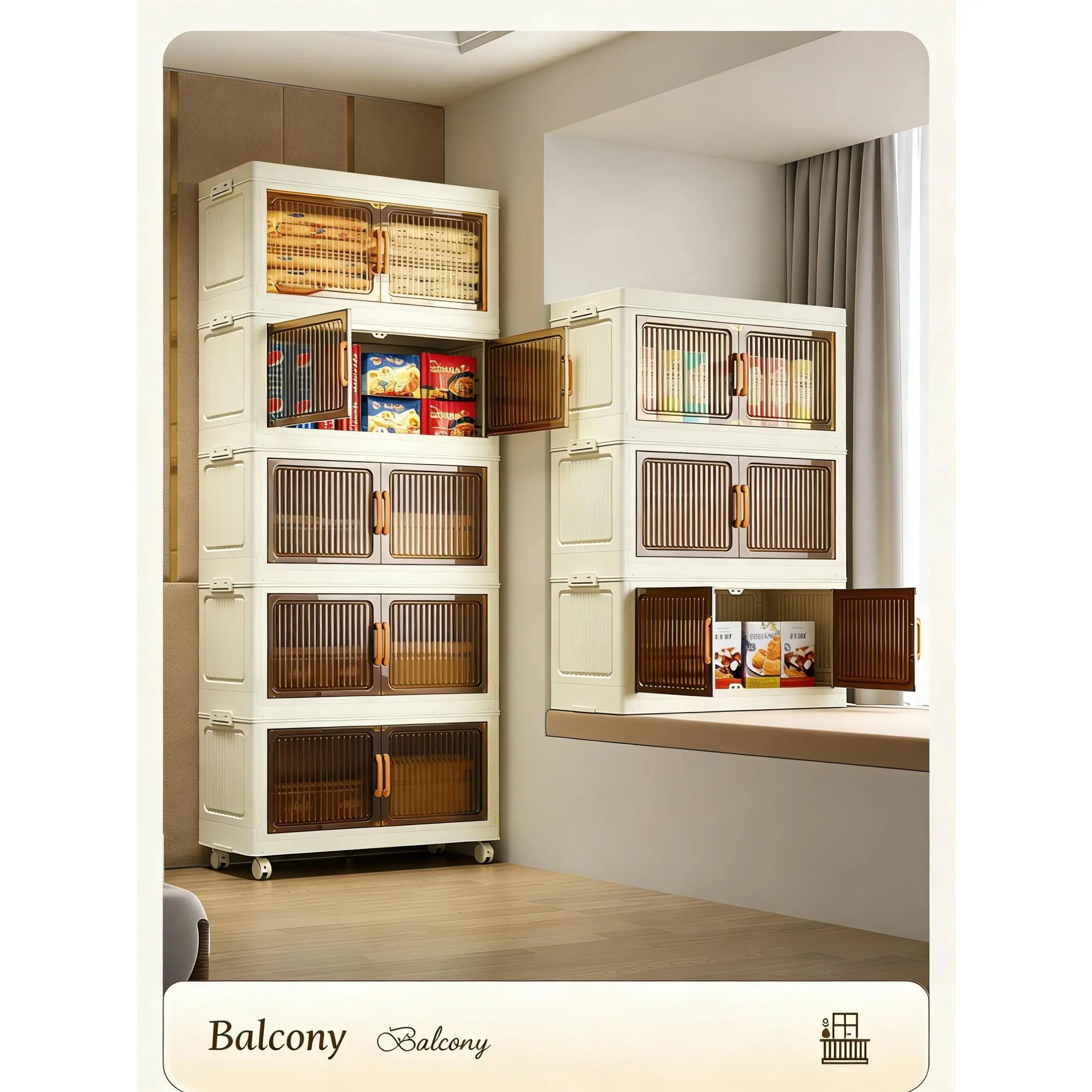 5 Tier Folding Storage Containers with Wheels, Stackable Collapsible Plastic Bins, Durable Organizer for Kitchen Pantry and Closet 5 Tier Folding Storage Containers with Wheels, Stackable Collapsible Plastic Bins, Durable Organizer for Kitchen Pantry and Closet