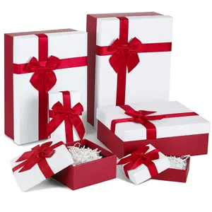 Christmas Gift Box Set, 6/10/12 Pieces with Lids, Gift Boxes with Ribbon, Gift Box Packaging, Perfect for Holidays, Christmas, Celebrations, Birthdays, Weddings