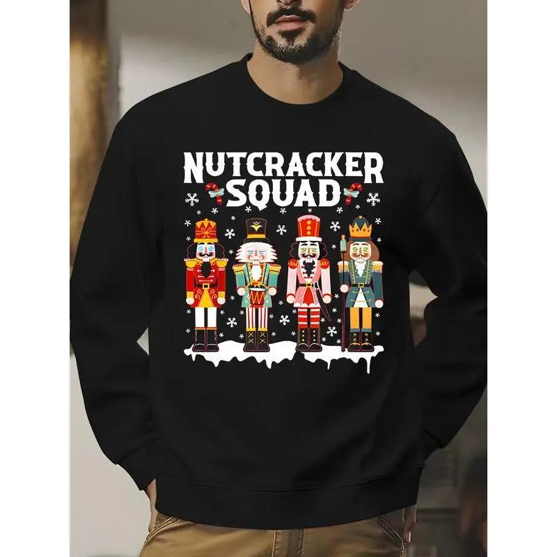 Nutcracker Squad Holiday Christmas Printed Cotton Sweatshirt, Funny Xmas Shirt, Christmas Holiday Tee, Casual Outfit A181108
