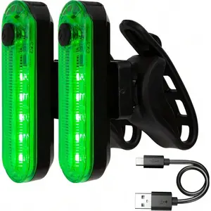 2 Pcs Green LED Light, USB Rechargeable Bike Tail Light, Bright Rear Cycling Safety Flashlight, 4 Light Mode Options Adult Men Women Road Mountain Waterproof 220mAh (2 USB Cables Included)
