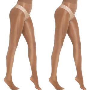MANZI Women's Shiny Sheer Tights High Waist Silk Comfort Stockings Oil Shimmery Nylons Pantyhose Silky Spandex Elastic Dressy Legwear